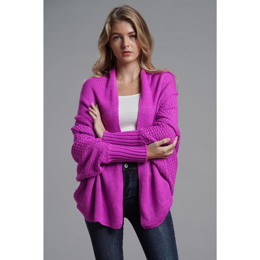 Open Front Batwing Sleeve Cardigan Vivid Violet / One Size Apparel and Accessories