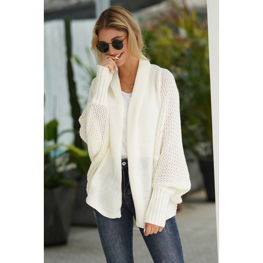 Open Front Batwing Sleeve Cardigan White / One Size Apparel and Accessories