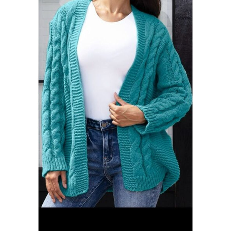 Open Front Cable-Knit Cardigan Clothing