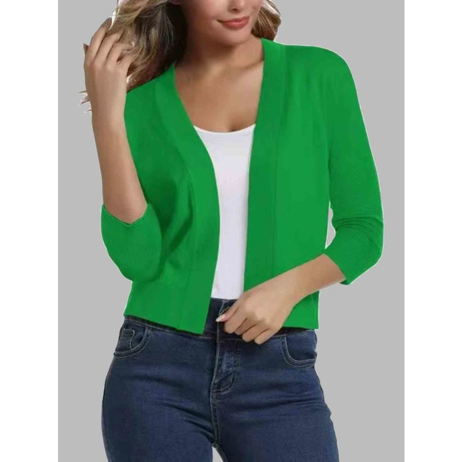 Open Front Cardigan Mid Green / S