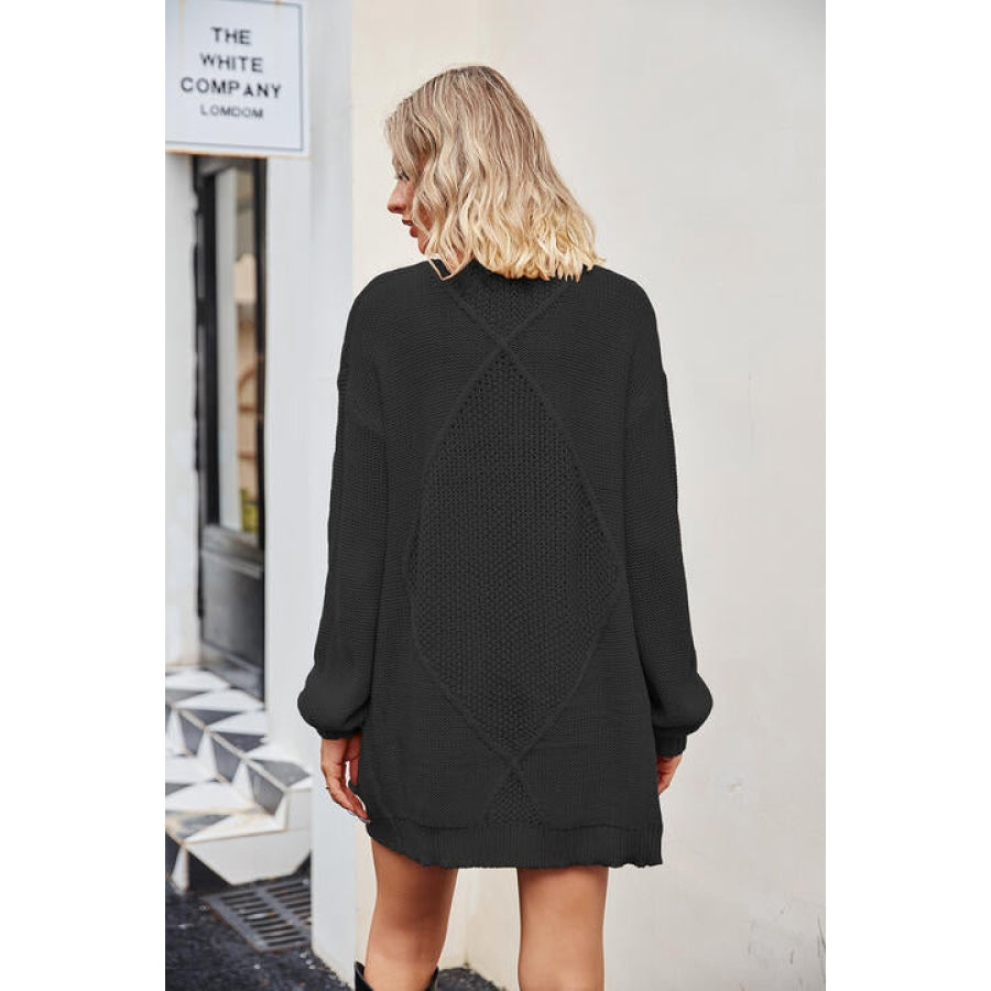 Open Front Cardigan with Pockets Black / S