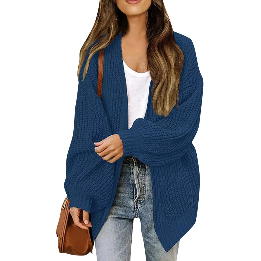 Open-Front Chunky Knit Cardigan Dark Blue / S Apparel and Accessories