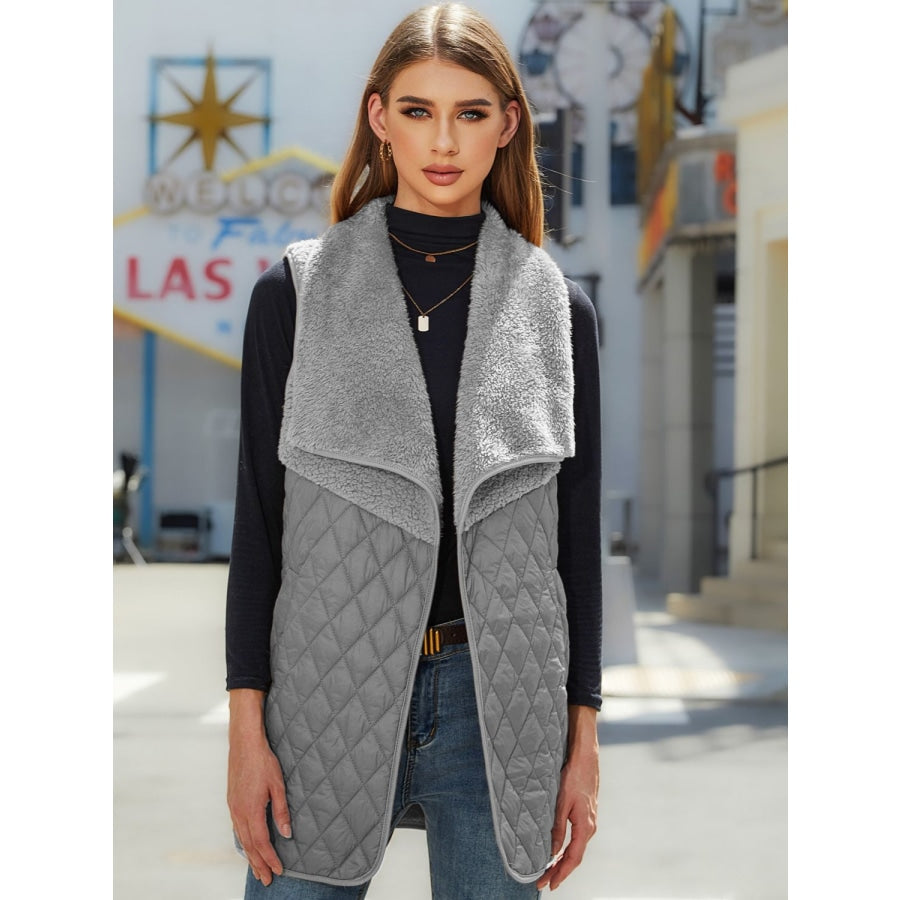 Open Front Collared Vest Charcoal / S