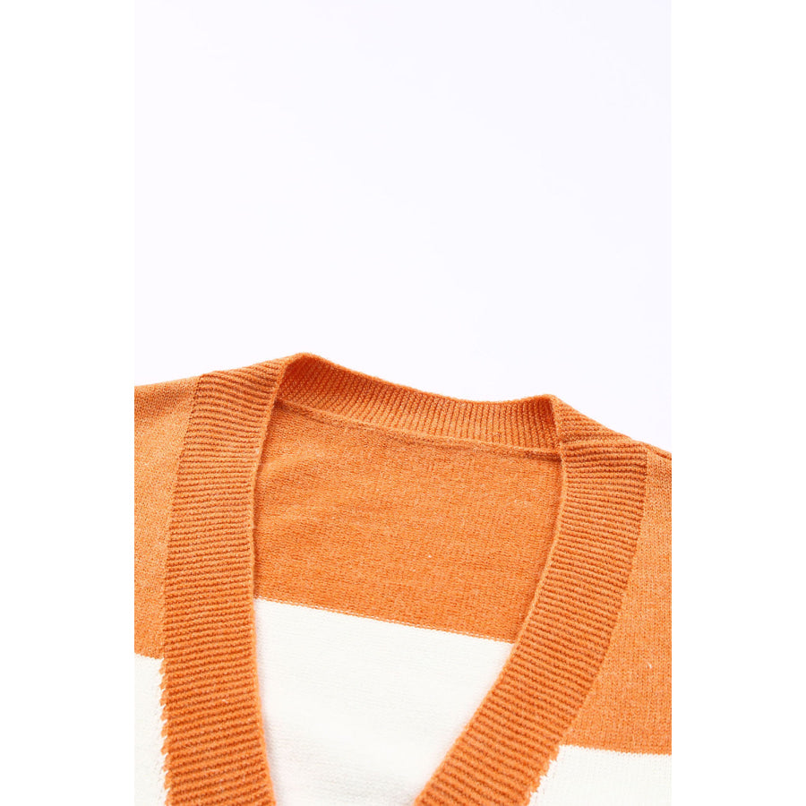Open Front Color Block Cardigan Apparel and Accessories
