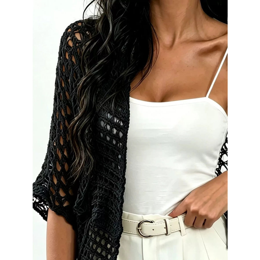 Open Front Crochet Cardigan Apparel and Accessories