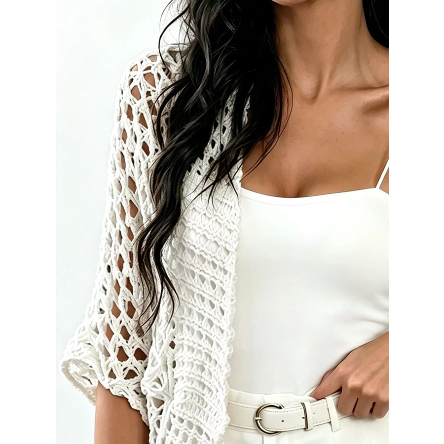Open Front Crochet Cardigan Apparel and Accessories