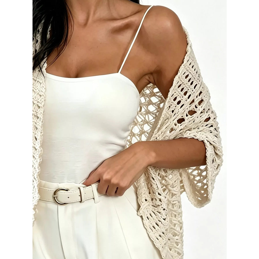 Open Front Crochet Cardigan Apparel and Accessories