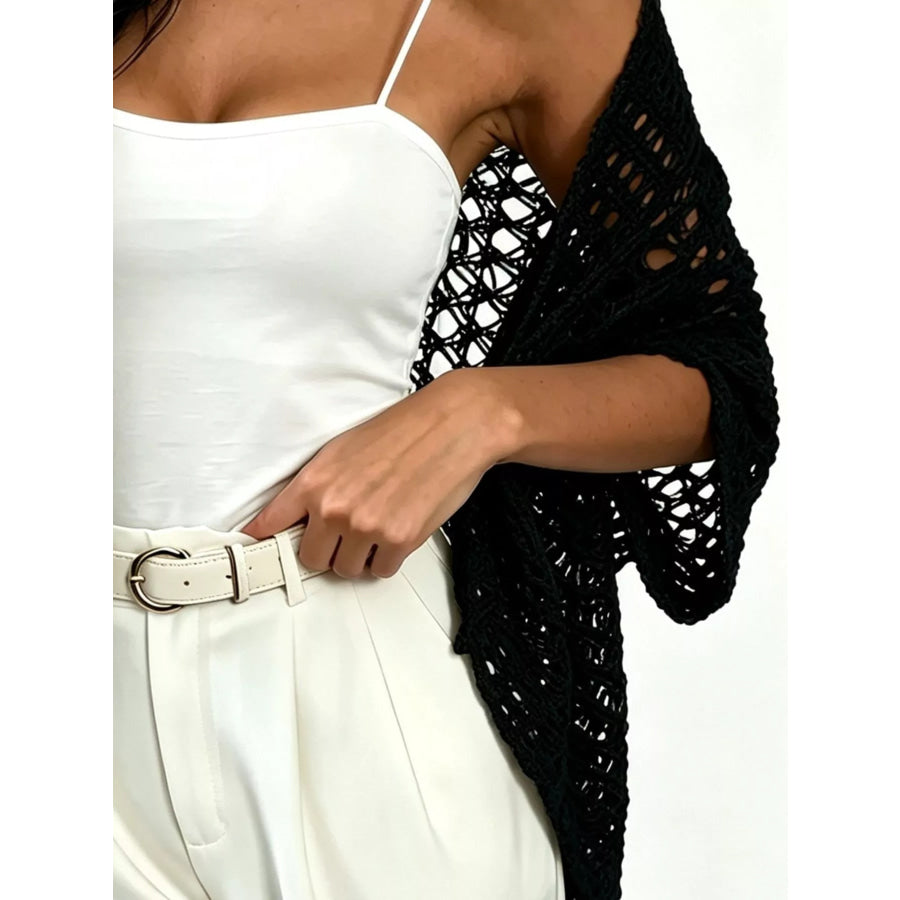 Open Front Crochet Cardigan Apparel and Accessories