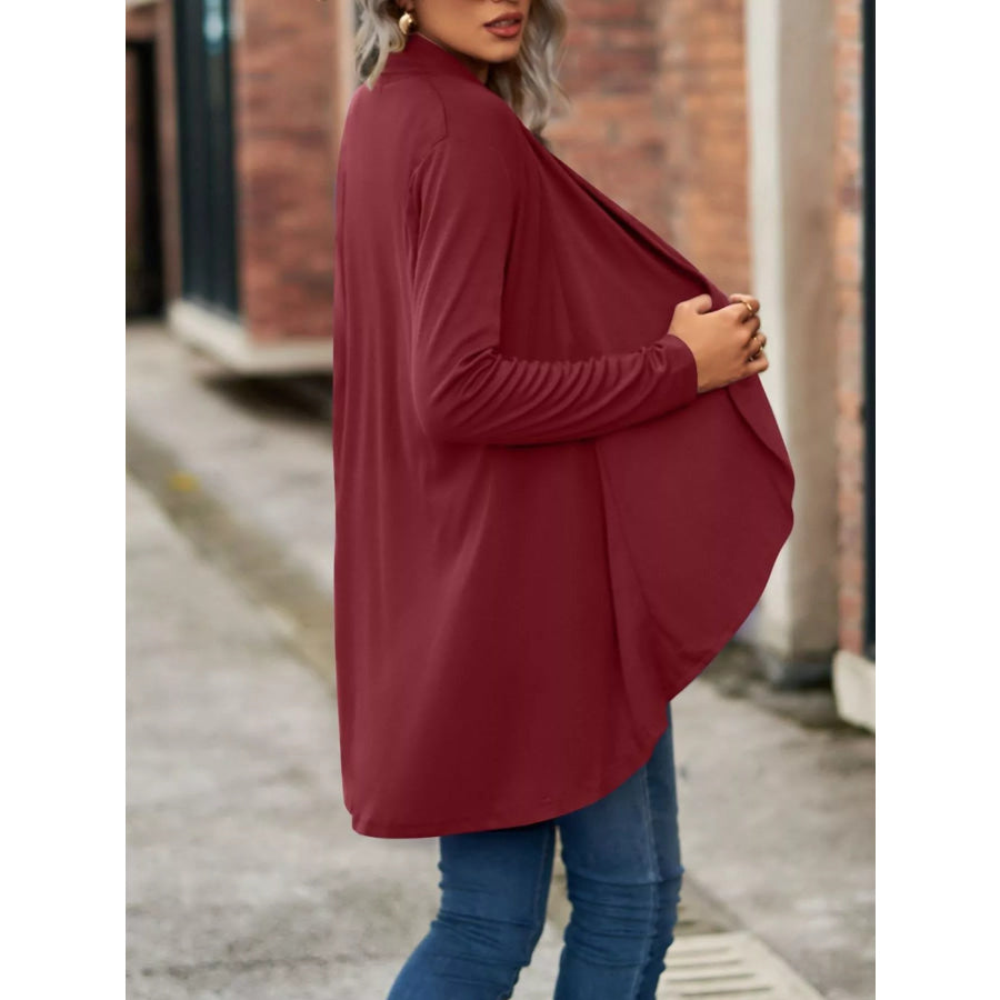 Open-Front Dropped Shoulder Cardigan Apparel and Accessories