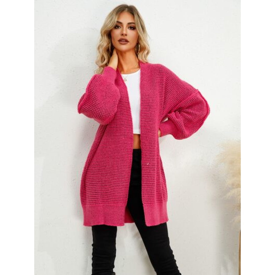 Open Front Dropped Shoulder Cardigan Apparel and Accessories