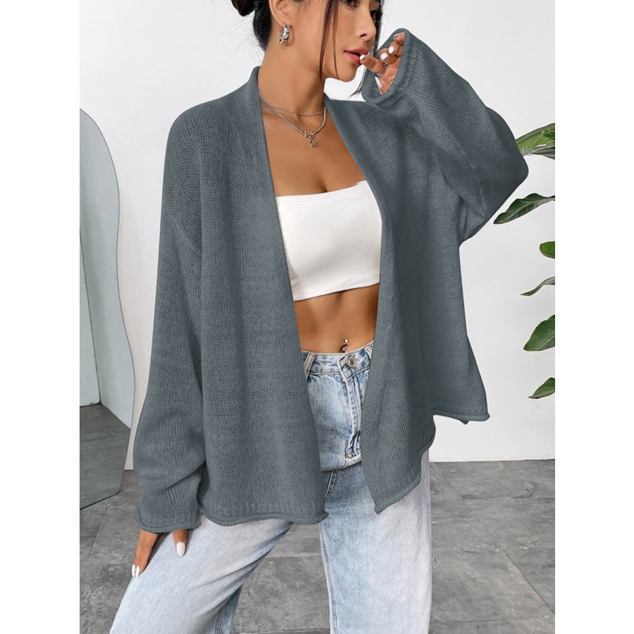 Open Front Dropped Shoulder Cardigan Apparel and Accessories