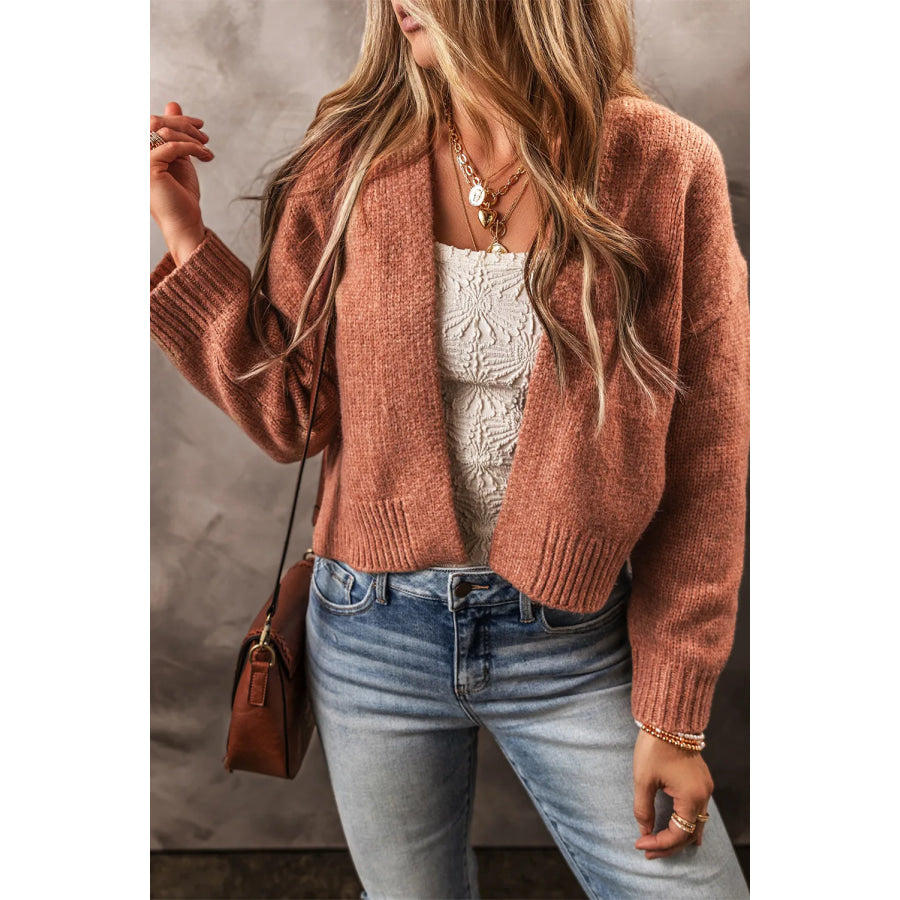 Open Front Dropped Shoulder Cardigan Apparel and Accessories