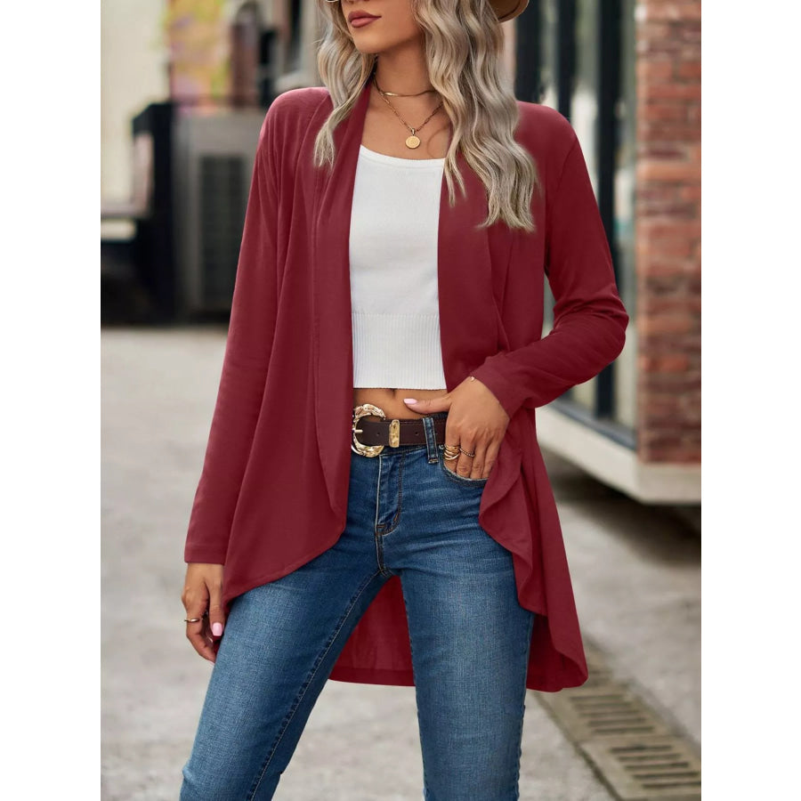 Open-Front Dropped Shoulder Cardigan Apparel and Accessories
