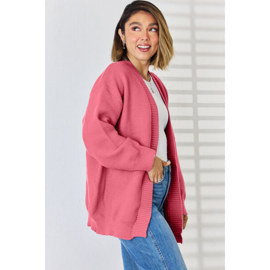 Open Front Dropped Shoulder Cardigan Apparel and Accessories