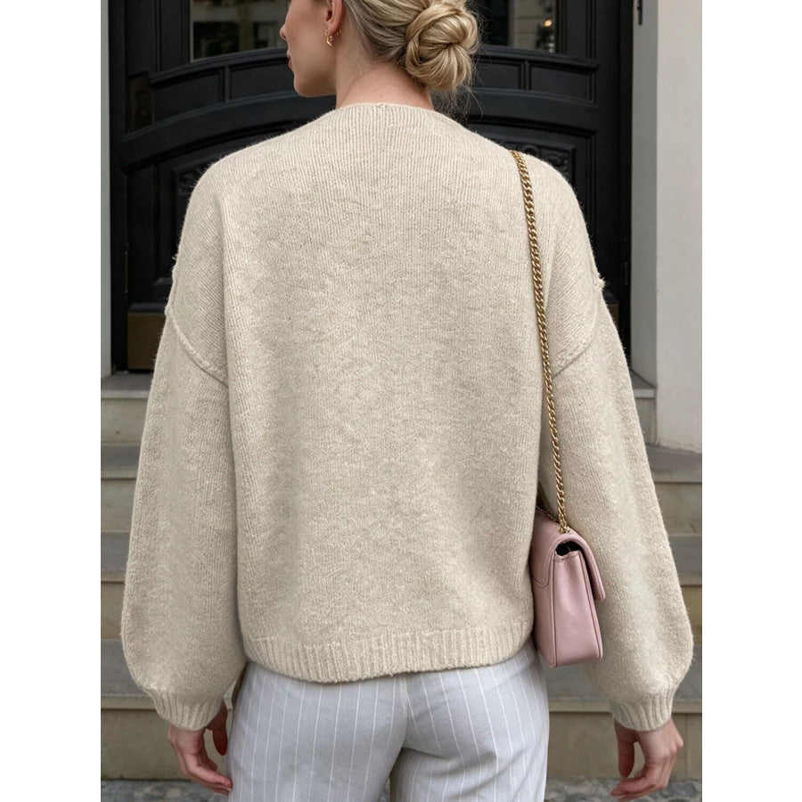 Open Front Dropped Shoulder Cardigan Apparel and Accessories