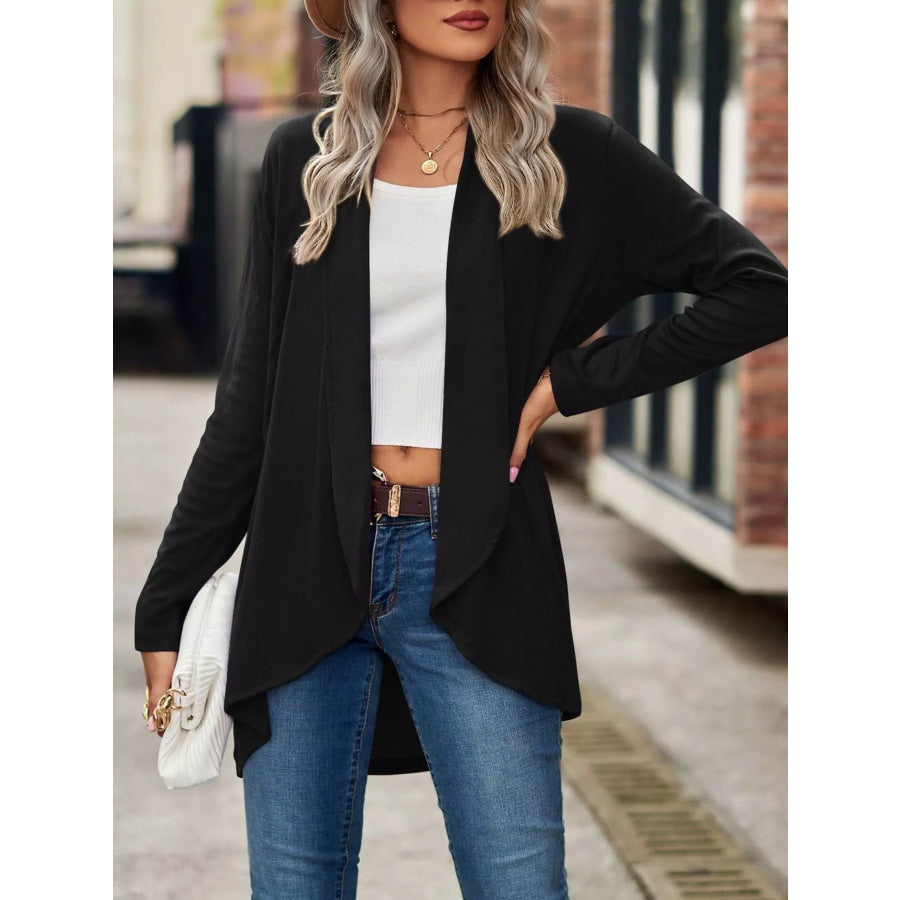 Open-Front Dropped Shoulder Cardigan Apparel and Accessories