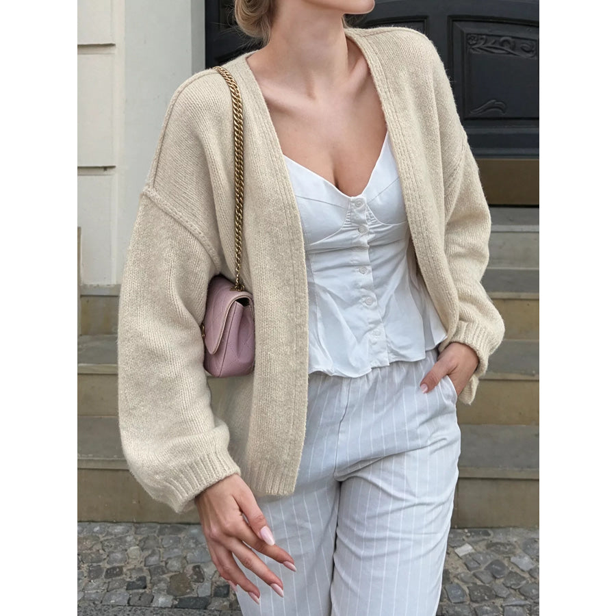 Open Front Dropped Shoulder Cardigan Apparel and Accessories