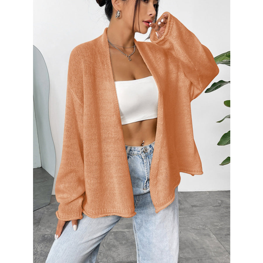 Open Front Dropped Shoulder Cardigan Apparel and Accessories