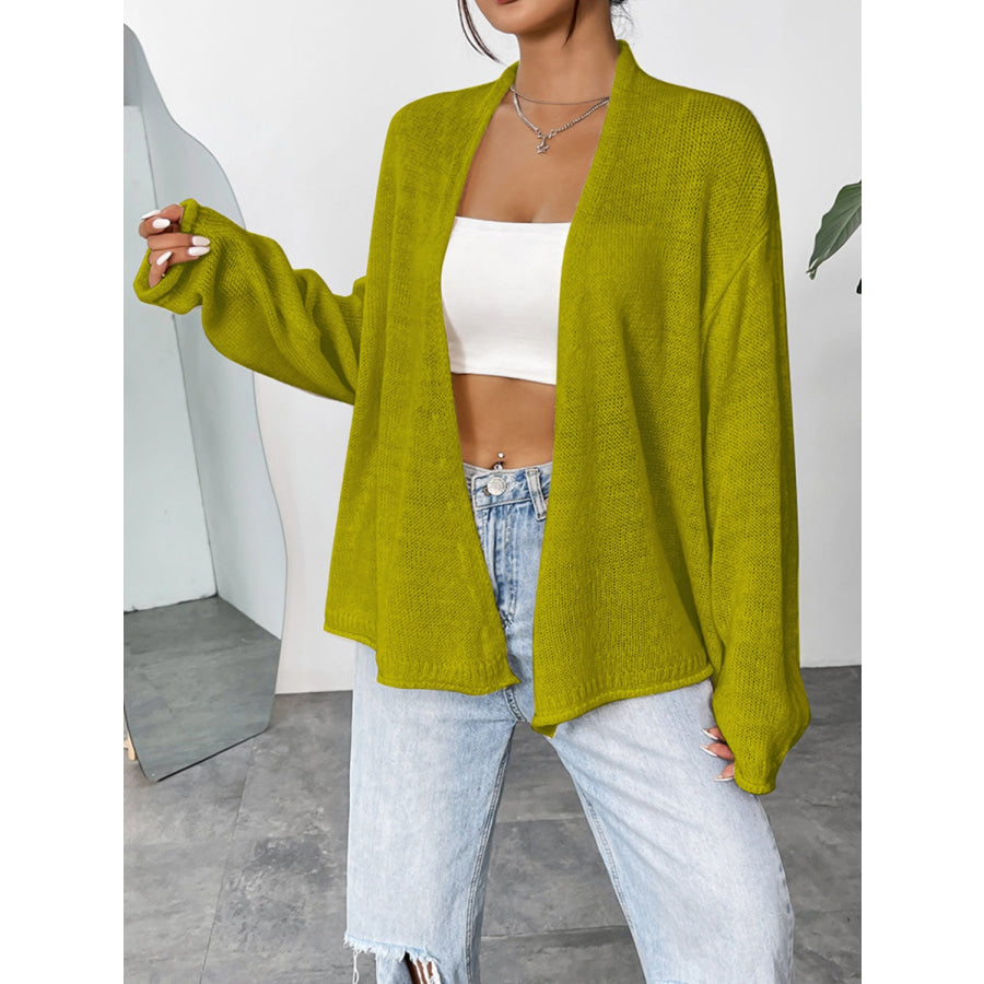 Open Front Dropped Shoulder Cardigan Apparel and Accessories