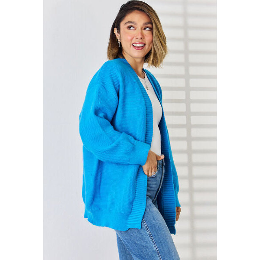 Open Front Dropped Shoulder Cardigan Apparel and Accessories