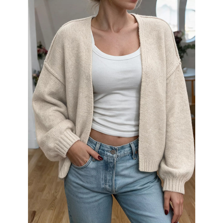 Open Front Dropped Shoulder Cardigan Apparel and Accessories