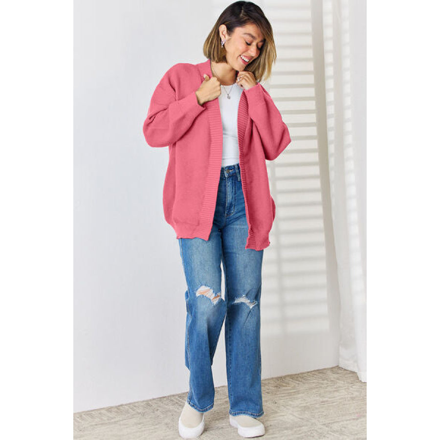 Open Front Dropped Shoulder Cardigan Apparel and Accessories