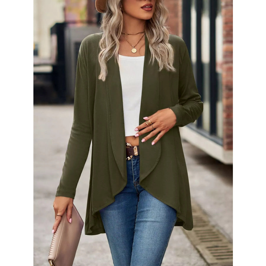 Open-Front Dropped Shoulder Cardigan Apparel and Accessories