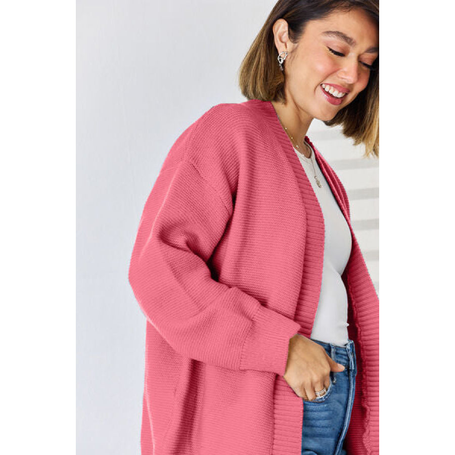 Open Front Dropped Shoulder Cardigan Apparel and Accessories