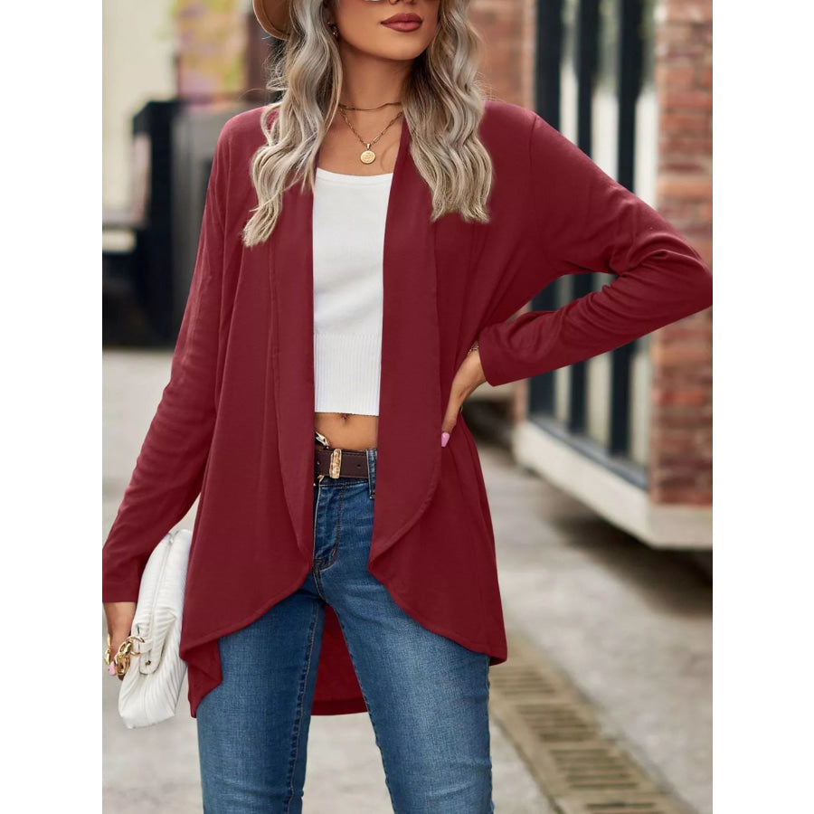 Open-Front Dropped Shoulder Cardigan Apparel and Accessories
