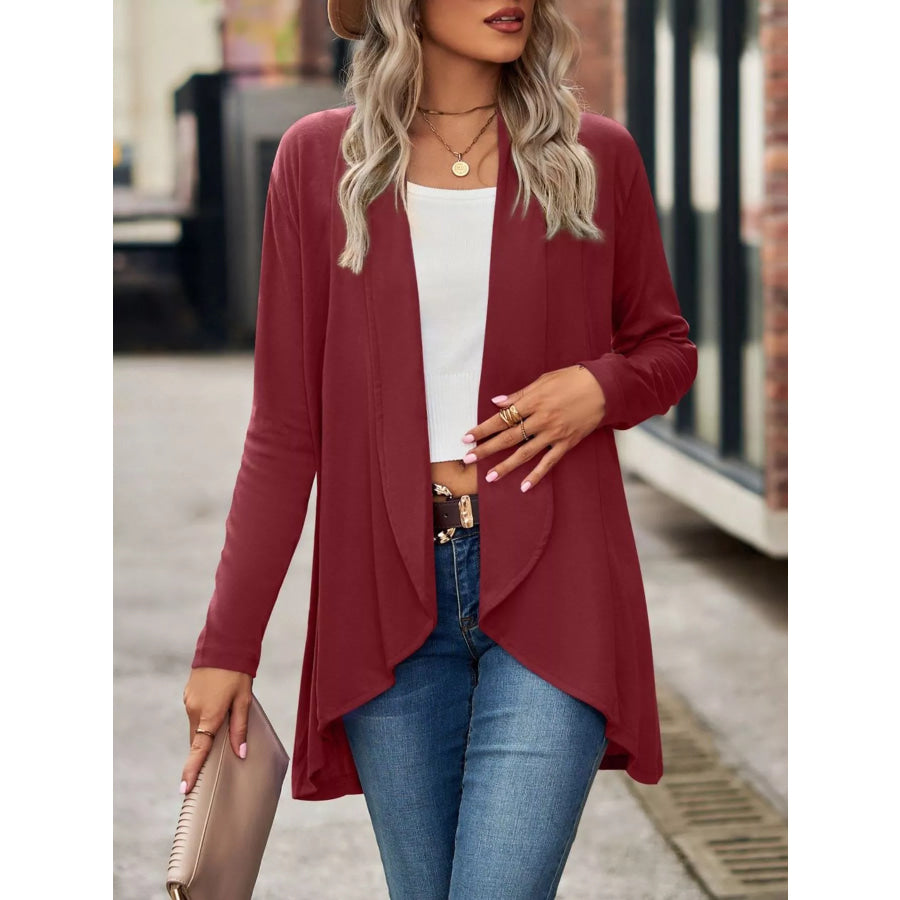Open-Front Dropped Shoulder Cardigan Apparel and Accessories