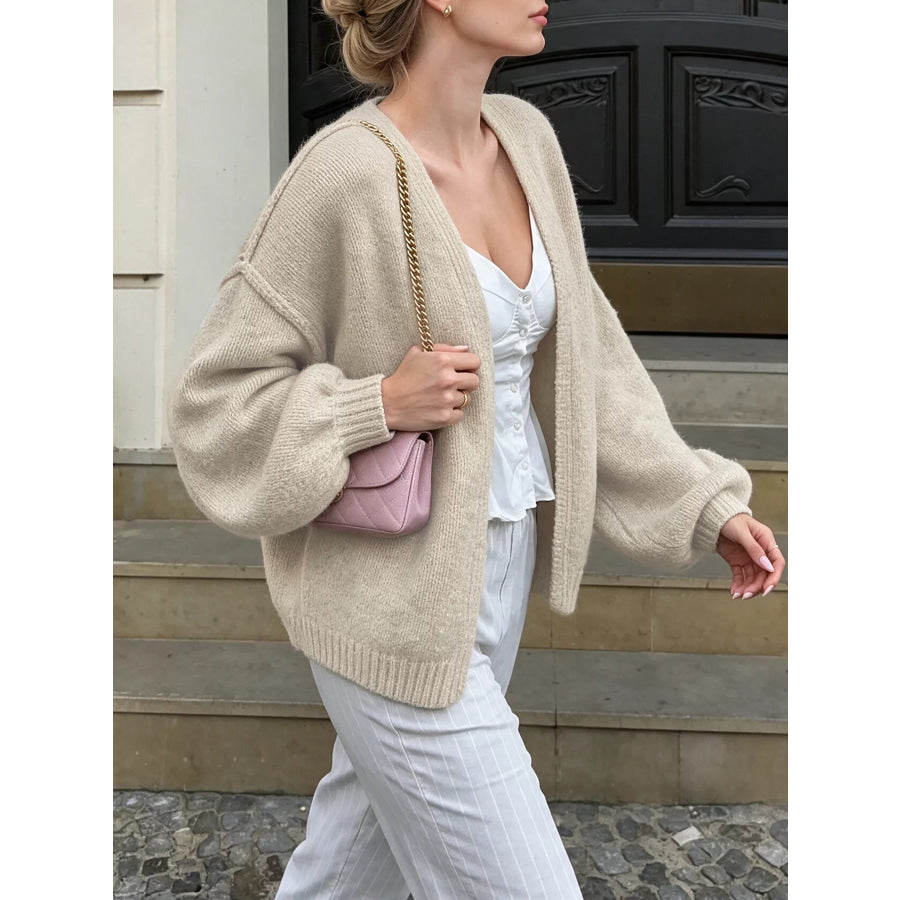 Open Front Dropped Shoulder Cardigan Apparel and Accessories