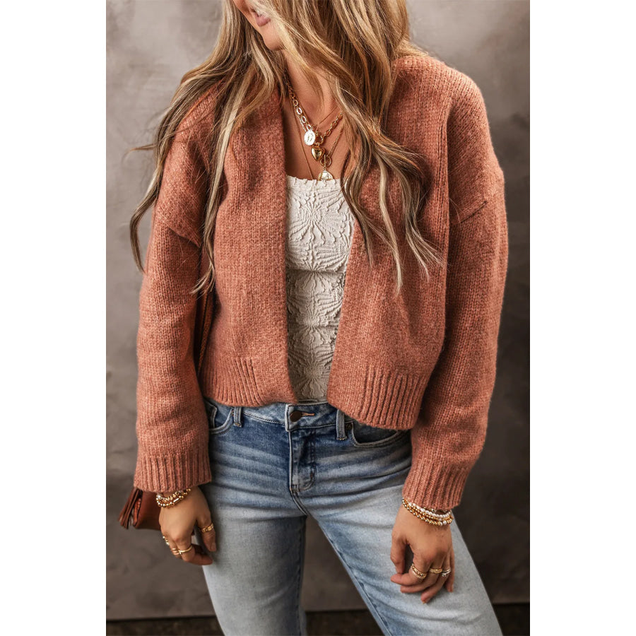 Open Front Dropped Shoulder Cardigan Apparel and Accessories