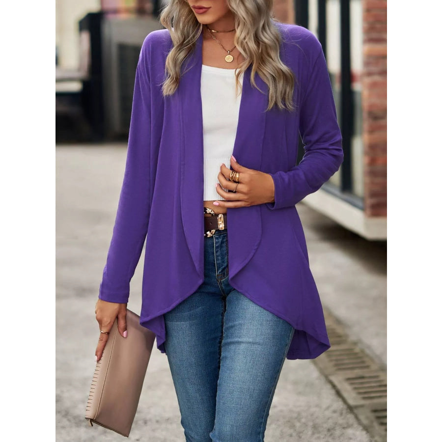 Open-Front Dropped Shoulder Cardigan Apparel and Accessories