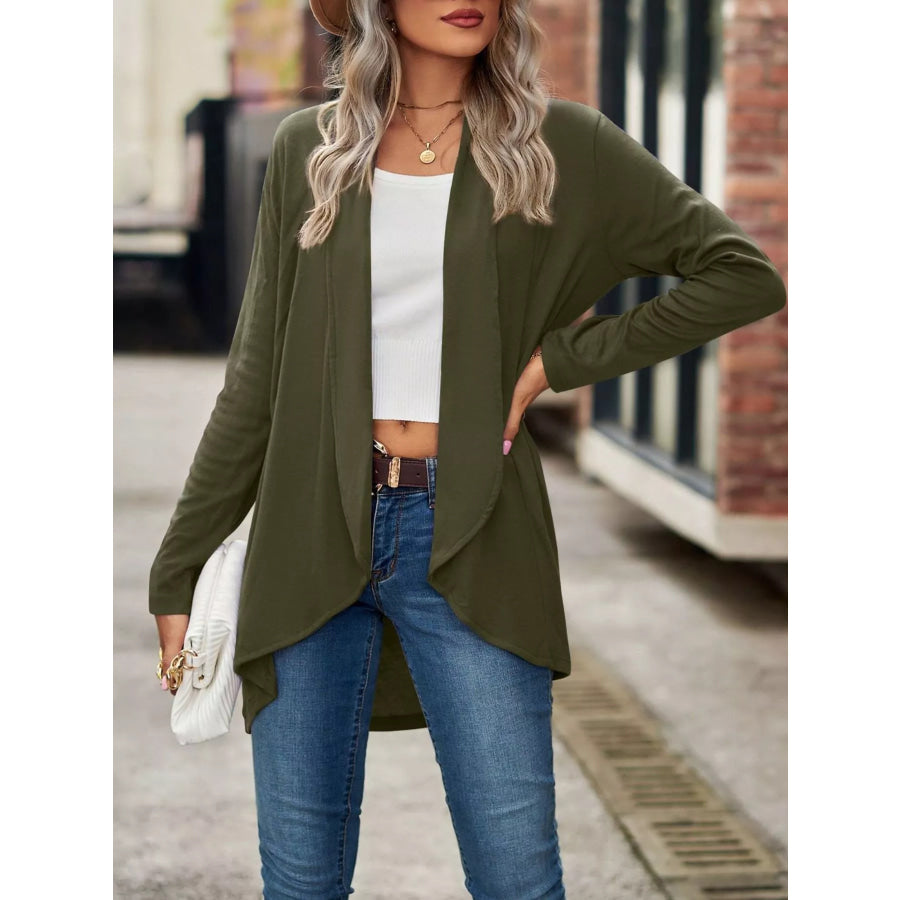 Open-Front Dropped Shoulder Cardigan Apparel and Accessories