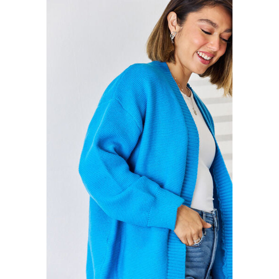 Open Front Dropped Shoulder Cardigan Apparel and Accessories