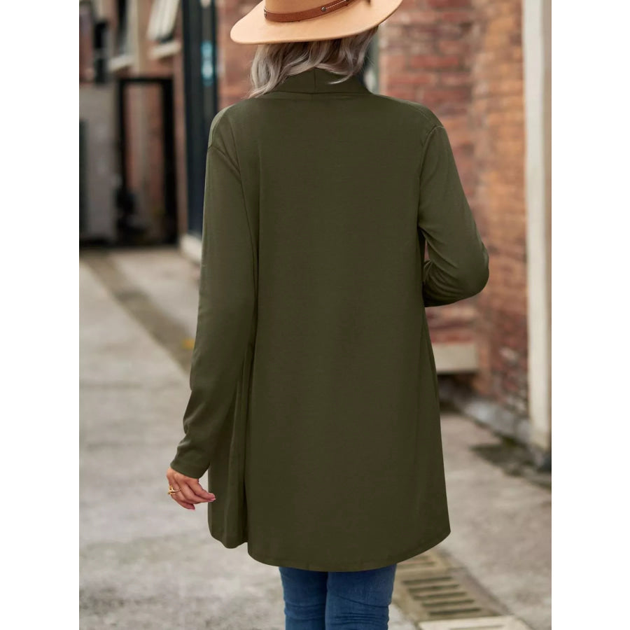 Open-Front Dropped Shoulder Cardigan Apparel and Accessories