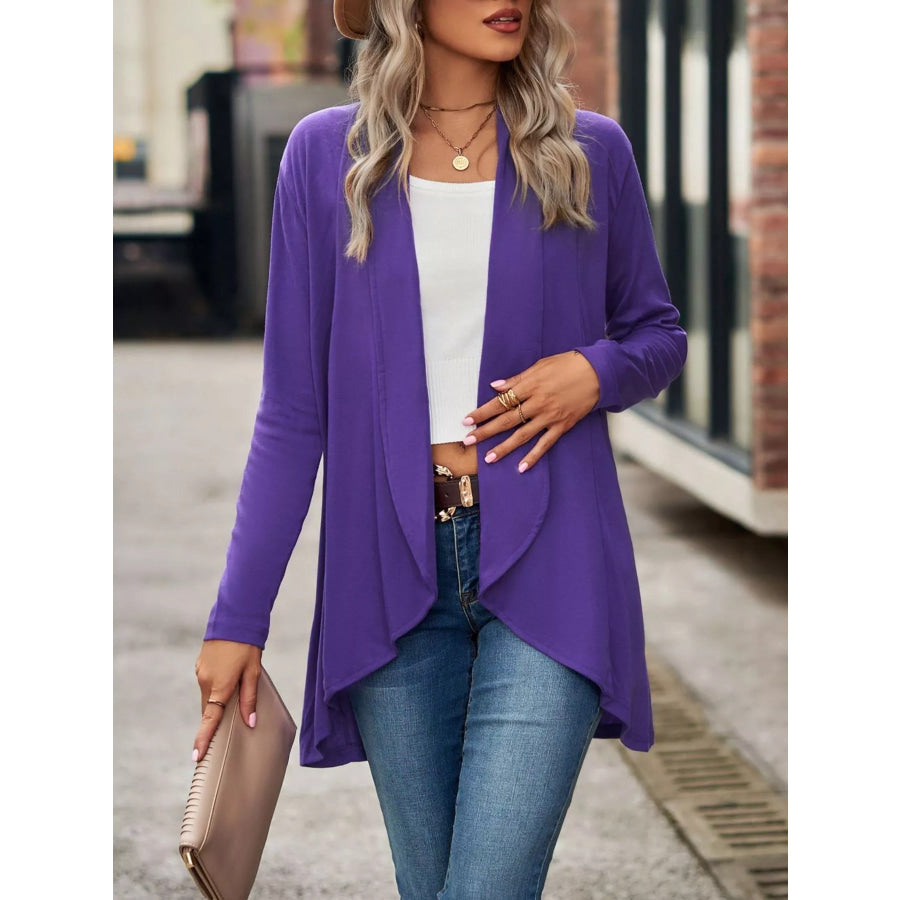 Open-Front Dropped Shoulder Cardigan Apparel and Accessories