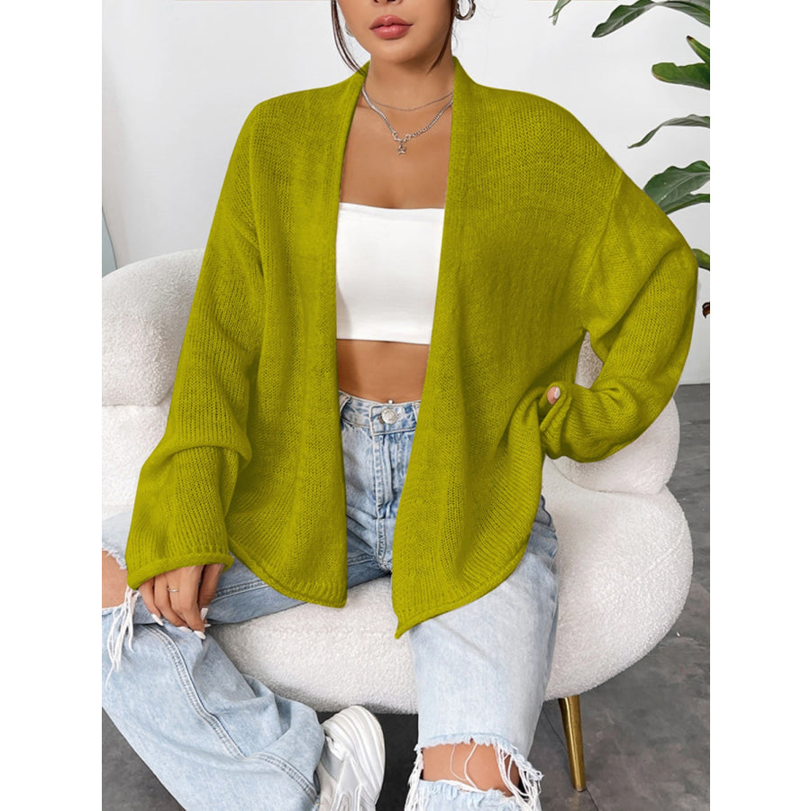 Open Front Dropped Shoulder Cardigan Apparel and Accessories