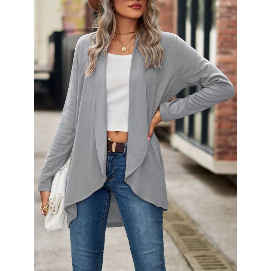 Open-Front Dropped Shoulder Cardigan Apparel and Accessories
