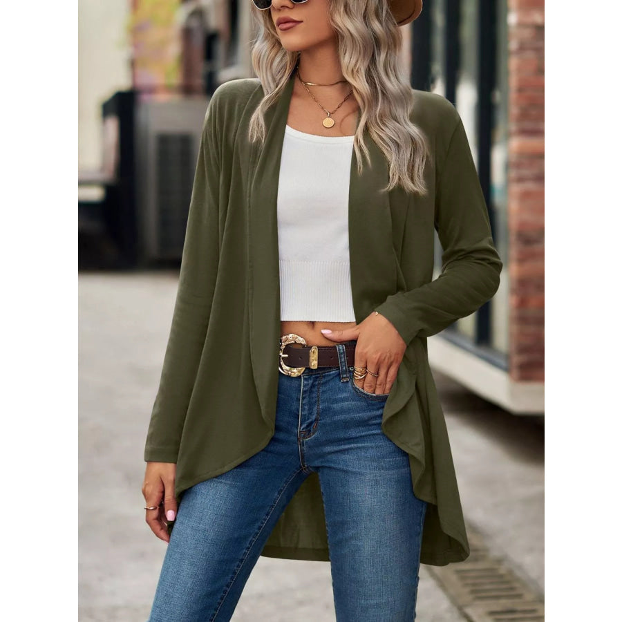 Open-Front Dropped Shoulder Cardigan Apparel and Accessories