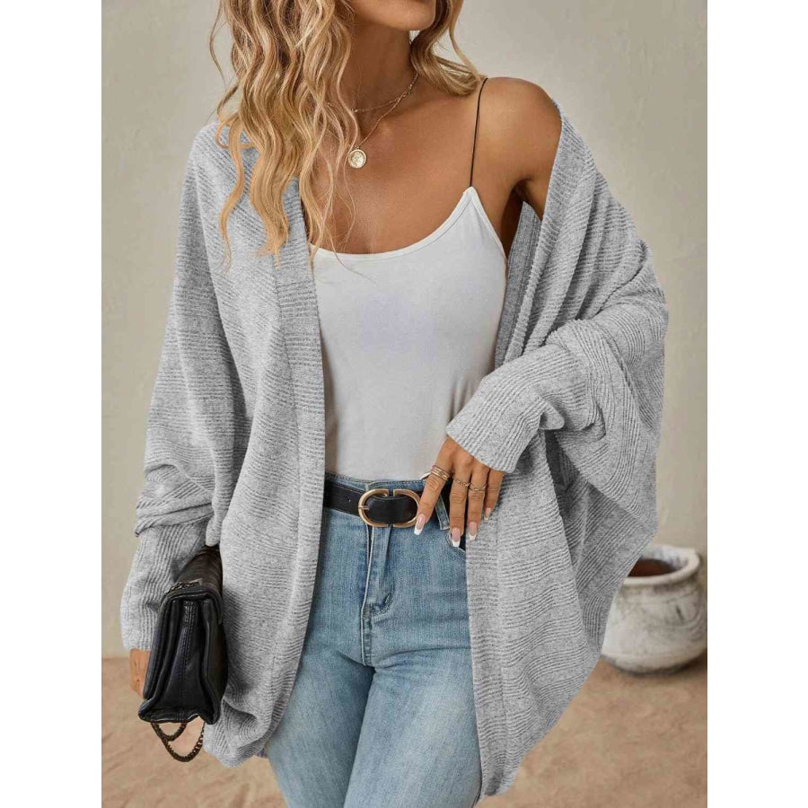 Open Front Dropped Shoulder Cardigan Charcoal / S