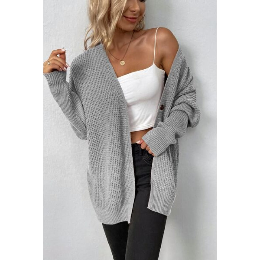 Open Front Dropped Shoulder Cardigan Clothing