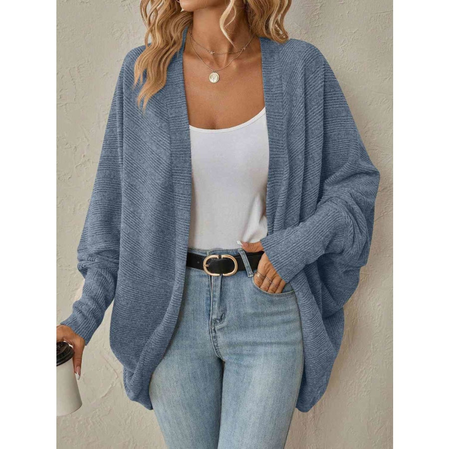 Open Front Dropped Shoulder Cardigan Misty Blue / S