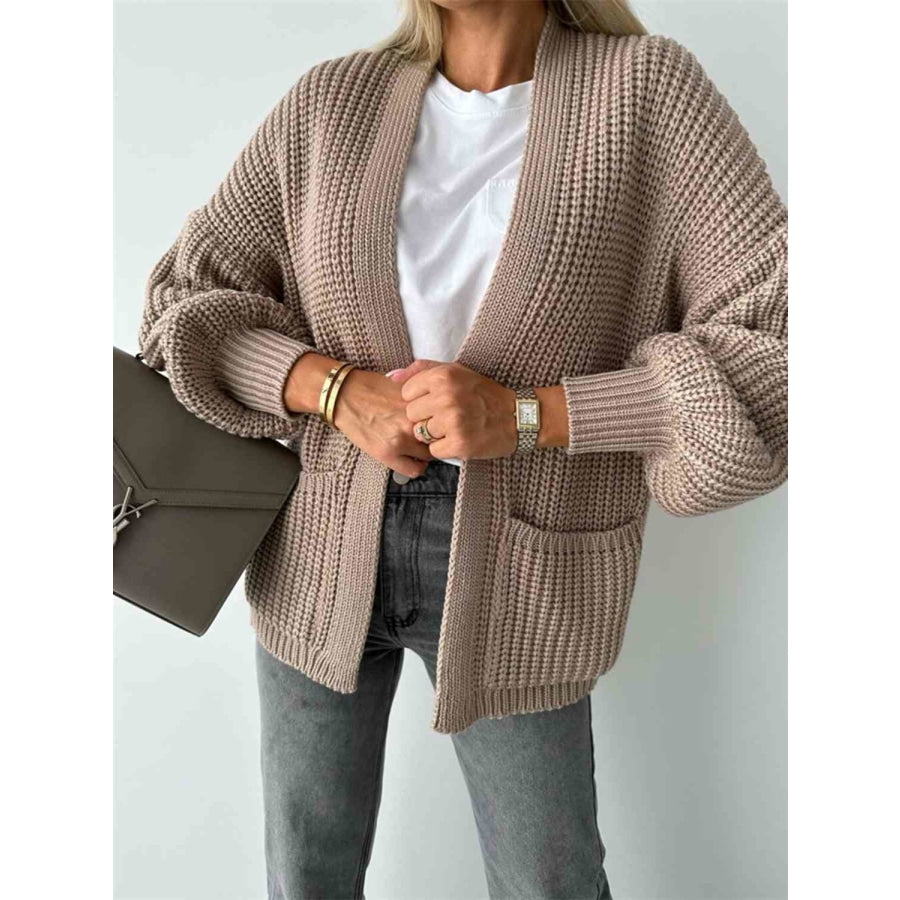 Open Front Dropped Shoulder Cardigan Mocha / S