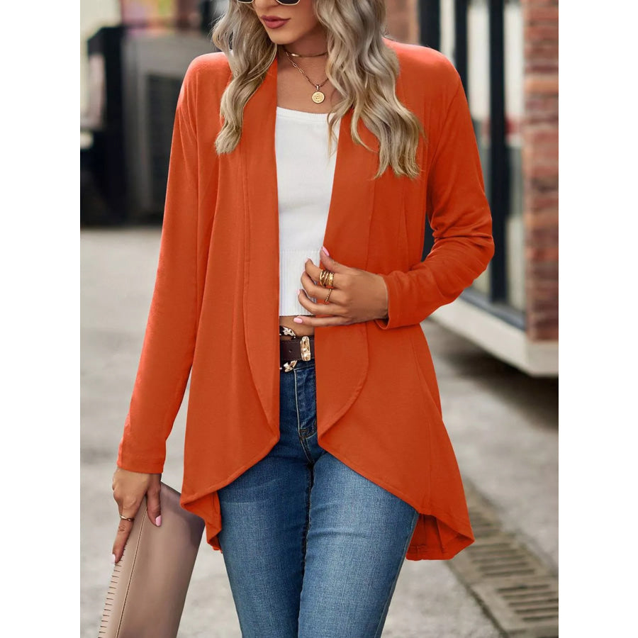 Open-Front Dropped Shoulder Cardigan Orange / S Apparel and Accessories