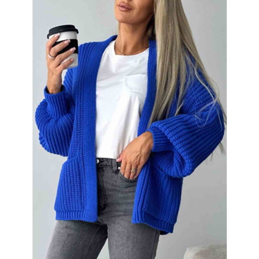 Open Front Dropped Shoulder Cardigan Royal Blue / S