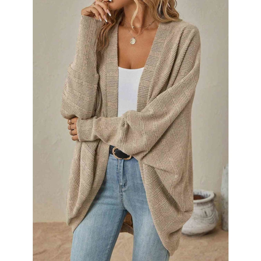 Open Front Dropped Shoulder Cardigan