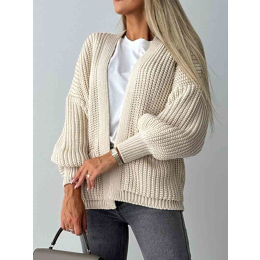 Open Front Dropped Shoulder Cardigan