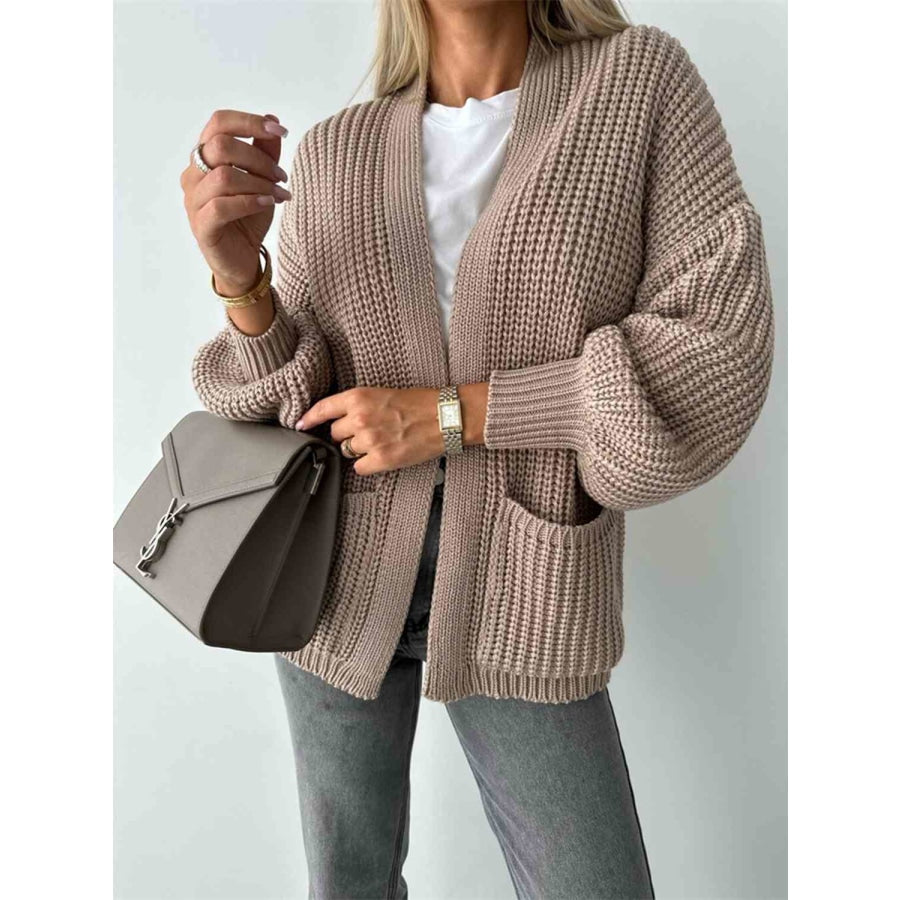 Open Front Dropped Shoulder Cardigan