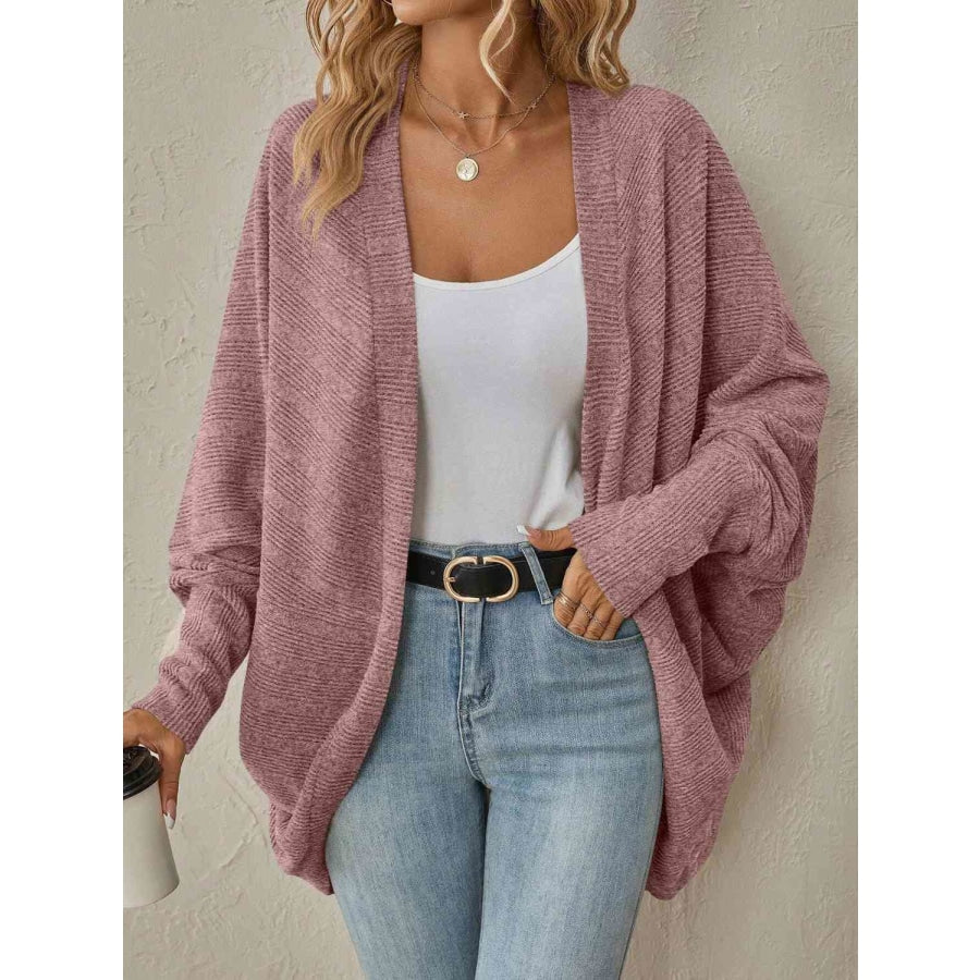 Open Front Dropped Shoulder Cardigan